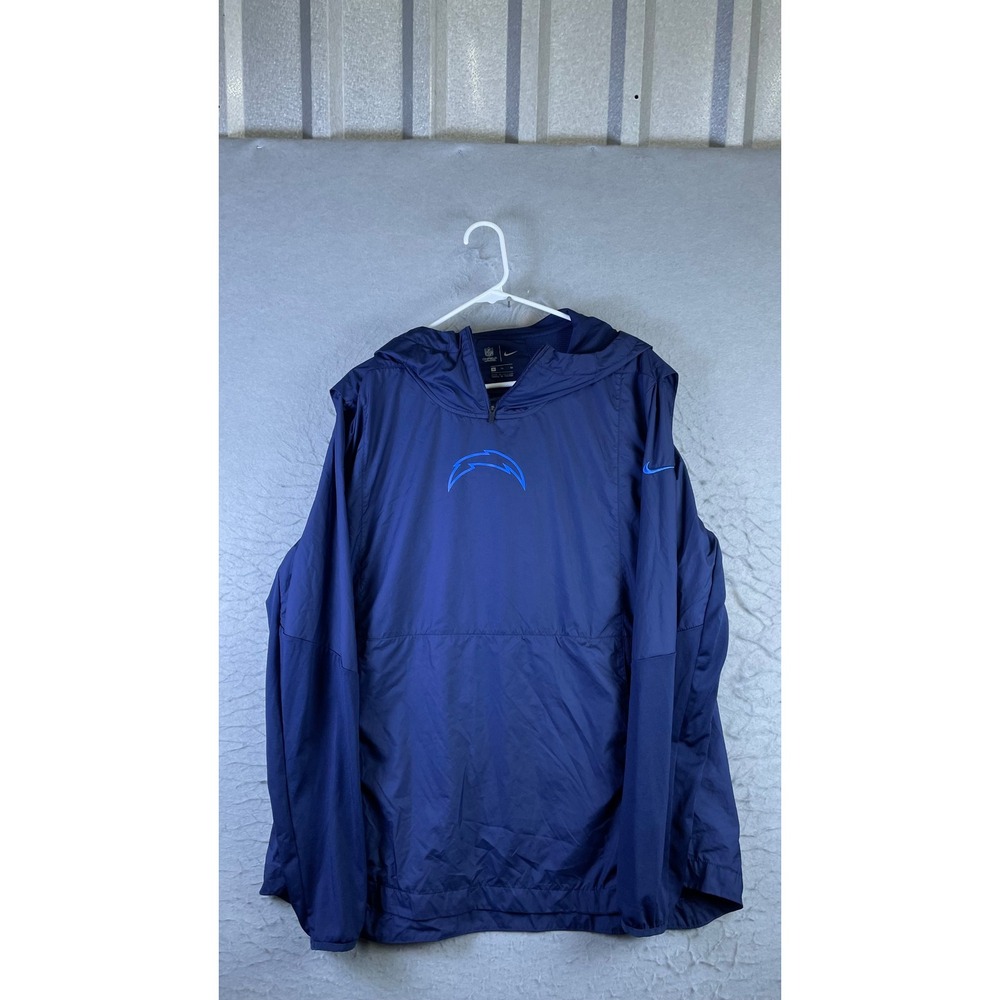 Nike Chargers Windbreaker Jacket Men XL Navy Blue Excellent NFL Onfield Hoodie